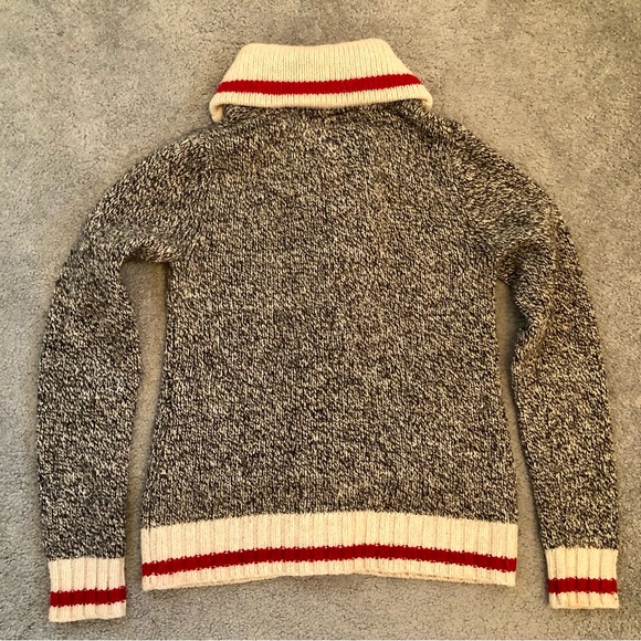 Roots Canada Heritage Cabin shawl collar sweater cardigan S Small wool grey mix - Picture 3 of 6